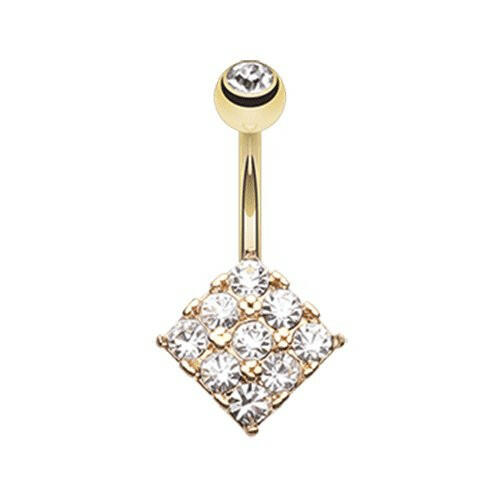 Golden Sparkle Overload Belly Button Ring Navel Ring Impulse Piercings Clear