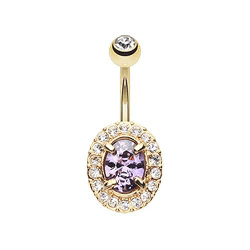 Golden Sparkle Prong Gem Belly Button Ring Navel Ring Impulse Piercings