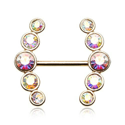 Golden Sparkle Ray Multi-Gem Nipple Ring Nipple Ring Impulse Piercings