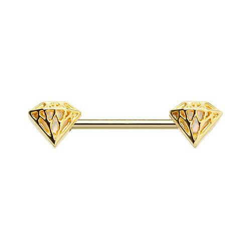 Golden Sparkling Diamond Revo Inlay Nipple Barbell Ring Nipple Ring Impulse Piercings