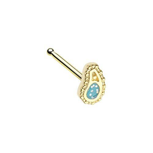 Golden Sparkling Ornate Paisley Nose Stud Ring Nose Ring Impulse Piercings