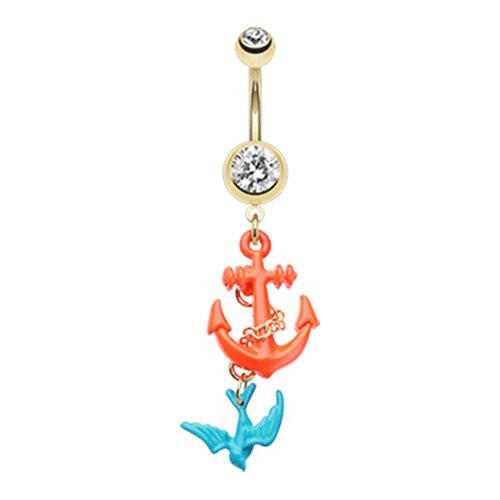 Golden Sparrow Anchor Belly Button Ring Navel Ring Impulse Piercings