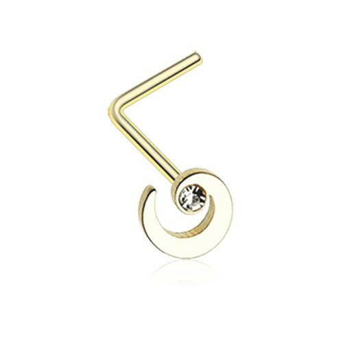 Golden Spiral Swirl Sparkle L-Shaped Nose Ring Nose Ring Impulse Piercings