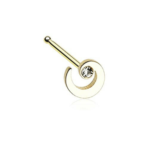 Golden Spiral Swirl Sparkle Nose Stud Ring Nose Ring Impulse Piercings