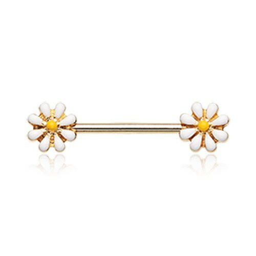 Golden Spring Blossom Flower Nipple Barbell Ring Nipple Ring Impulse Piercings