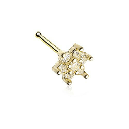 Golden Spring Flower Sparkle Prong Set Nose Stud Ring Nose Ring Impulse Piercings