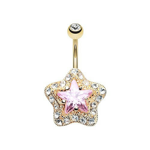 Golden Star Extravagant Cubic Zirconia Belly Button Ring Navel Ring Impulse Piercings