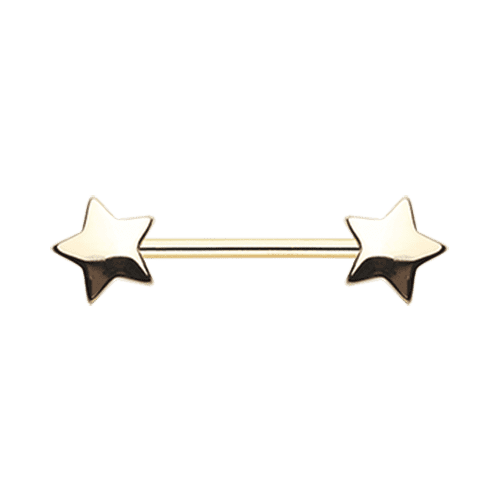 Golden Star Nipple Barbell Ring Nipple Ring Impulse Piercings