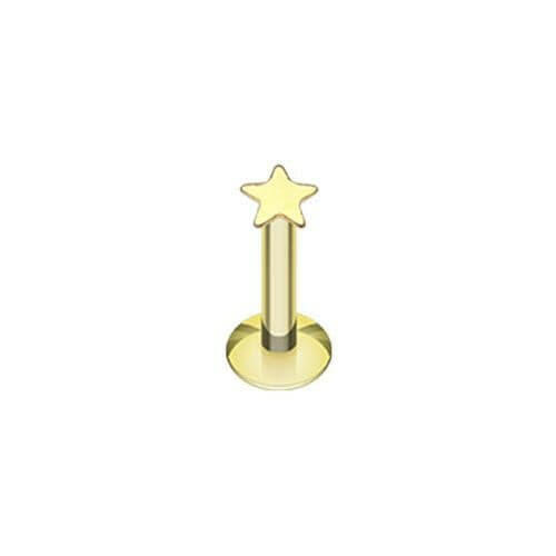 Golden Star Top Internally Threaded labret Labret Impulse Piercings 16 GA (1.2mm) 5/16" (8mm)