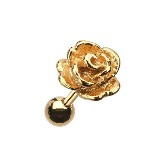 Golden Steel Rose Cartilage Tragus Earring Cartilage Earring Impulse Piercings