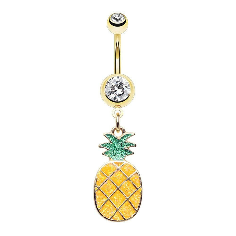 Golden Summer Pineapple Belly Button Ring Navel Ring Impulse Piercings