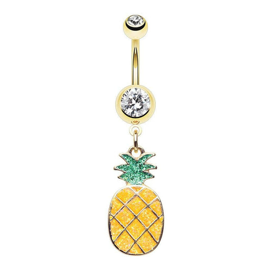 Golden Summer Pineapple Belly Button Ring Navel Ring Impulse Piercings