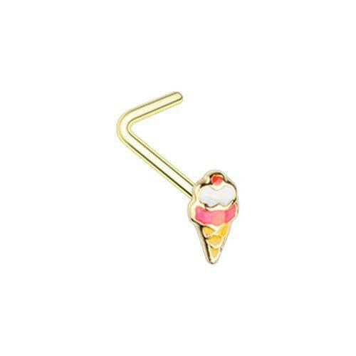 Golden Summertime Sadness Ice Cream Cone L-Shape Nose Ring Nose Ring Impulse Piercings Default Title