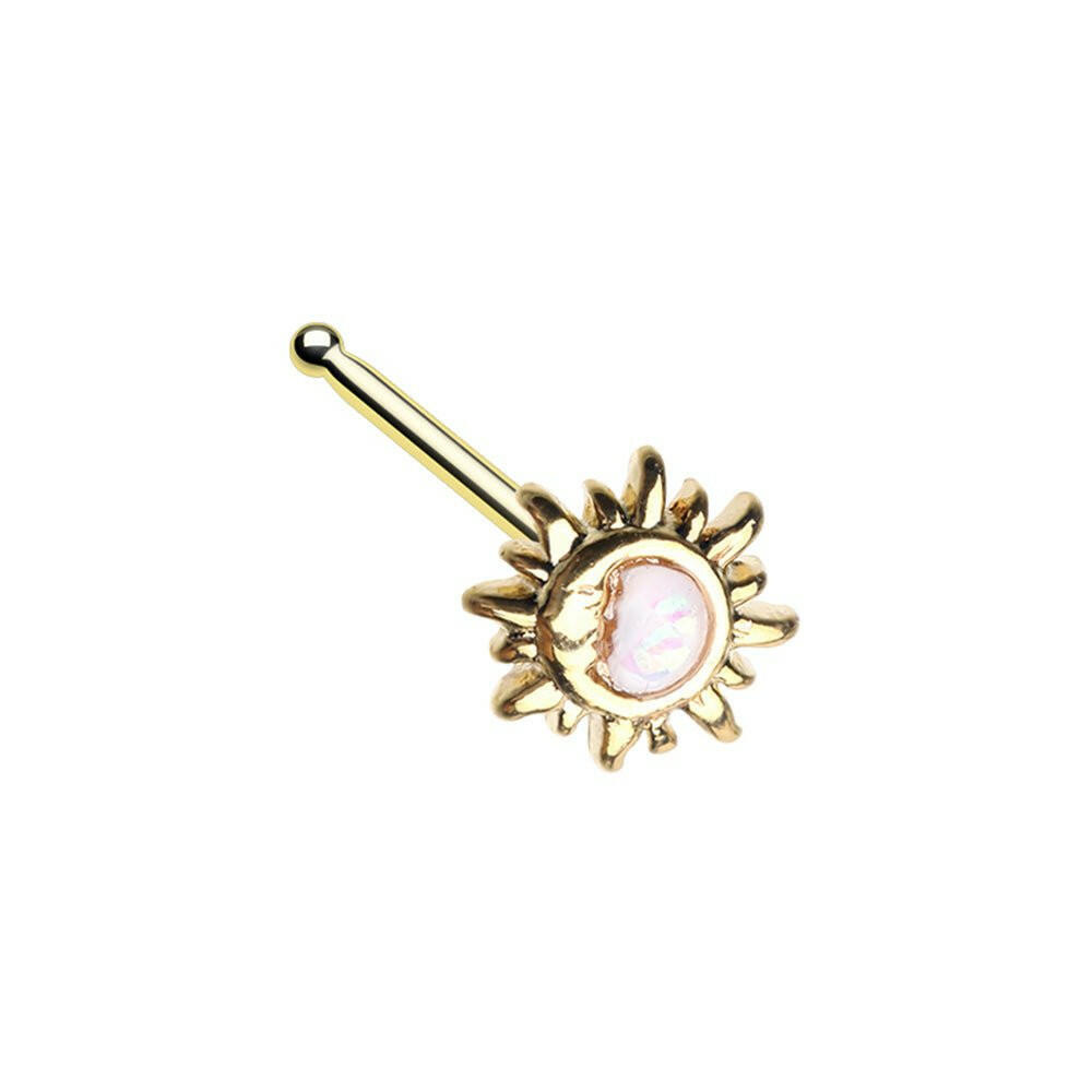 Golden Sun Crescent Moon Nose Stud Ring Nose Ring Impulse Piercings