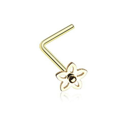 Golden Sweet Violet Flower L-Shaped Nose Ring Nose Ring Impulse Piercings