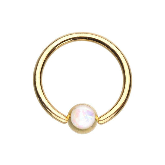 Golden Synthetic Opal Ball Steel Captive Bead Ring Captive Bead Impulse Piercings 5/16" (8mm)