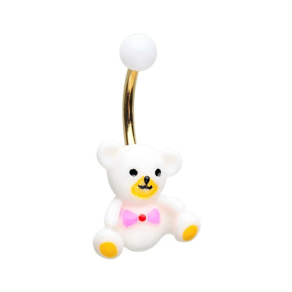 Golden Teddy Bear Non Dangle Belly Button Ring Navel Ring Impulse Piercings