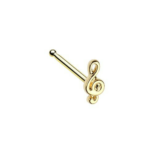 Golden Treble Clef Music Note Nose Stud Ring Nose Ring Impulse Piercings