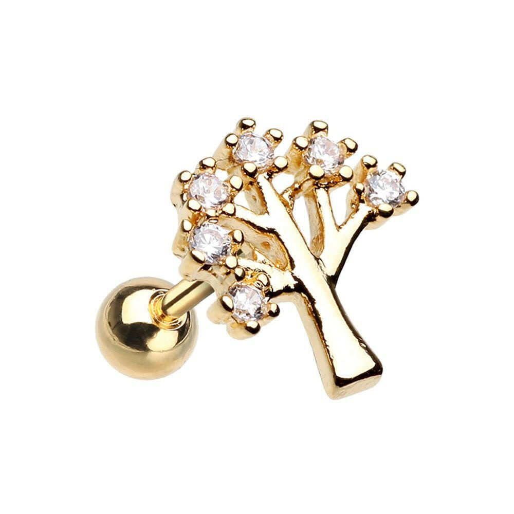 Golden Tree of Life Sparkle Cartilage Tragus Earring Cartilage Earring Impulse Piercings