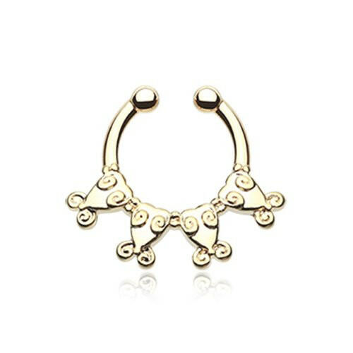 Golden Tribal Ingara Fake Septum Clip-On Ring Fake Septum Ring Impulse Piercings