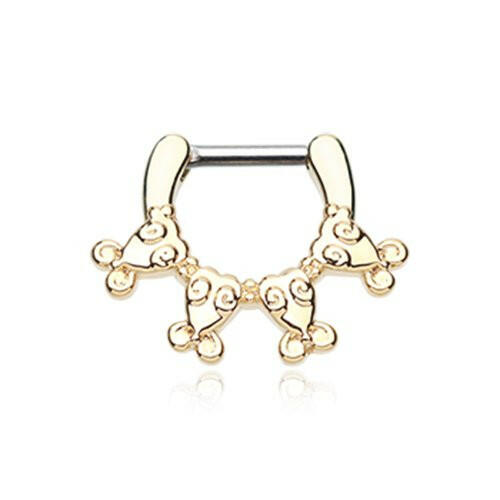 Golden Tribal Ingara Septum Clicker Septum Ring Impulse Piercings 16 GA (1.2mm) 1/4" (6mm)