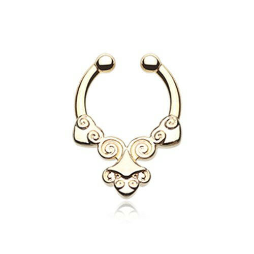 Golden Tribal Laran Fake Septum Clip-On Ring Fake Septum Ring Impulse Piercings