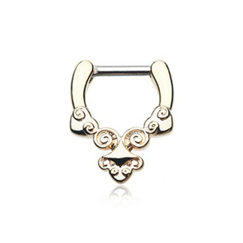 Golden Tribal Laran Septum Clicker Septum Ring Impulse Piercings 16 GA (1.2mm) 1/4" (6mm)