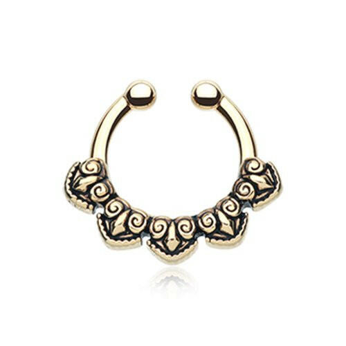 Golden Tribal Penta Fake Septum Clip-On Ring Fake Septum Ring Impulse Piercings