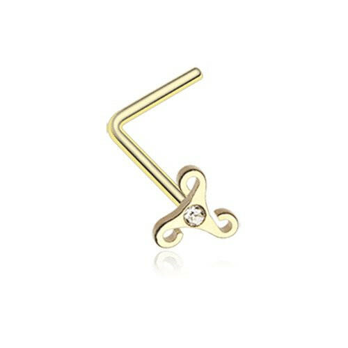 Golden Trinity Icon Sparkle L-Shaped Nose Ring Nose Ring Impulse Piercings