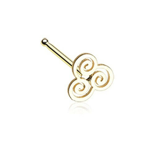 Golden Trinity Swirl Nose Stud Ring Nose Ring Impulse Piercings