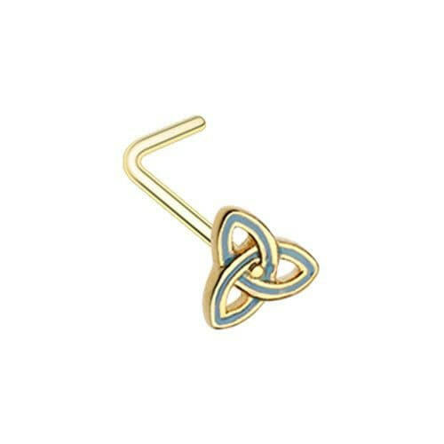 Golden Triquetra Trinity Knot L-Shape Nose Ring Nose Ring Impulse Piercings 20 gauge (0.8mm)