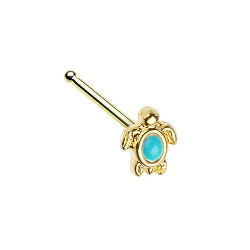 Golden Turquoise Sea Turtle Nose Stud Ring Nose Ring Impulse Piercings Default Title