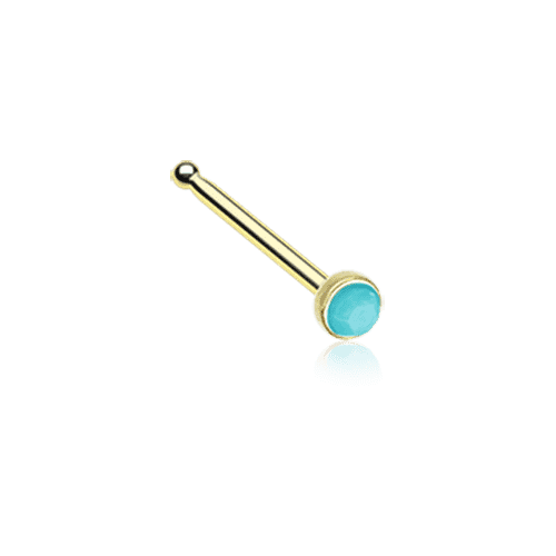 Golden Turquoise Stone Nose Stud Ring Nose Ring Impulse Piercings