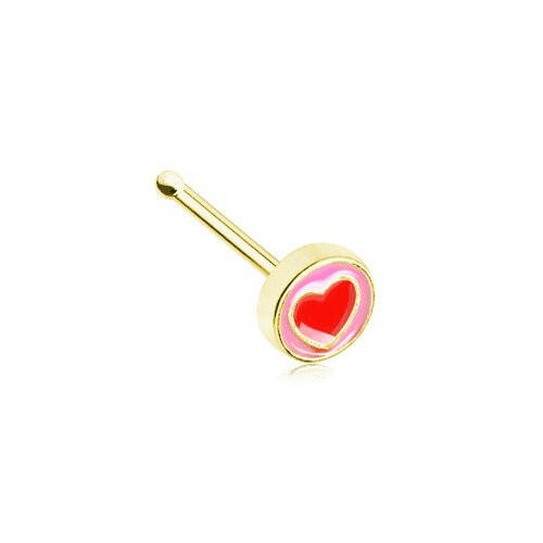 Golden Valentine Sailor Heart Nose Stud Ring Nose Ring Impulse Piercings