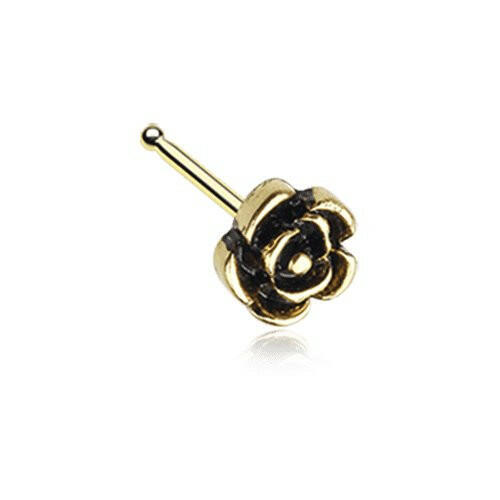 Golden Vintage Rose Icon Nose Stud Ring Nose Ring Impulse Piercings