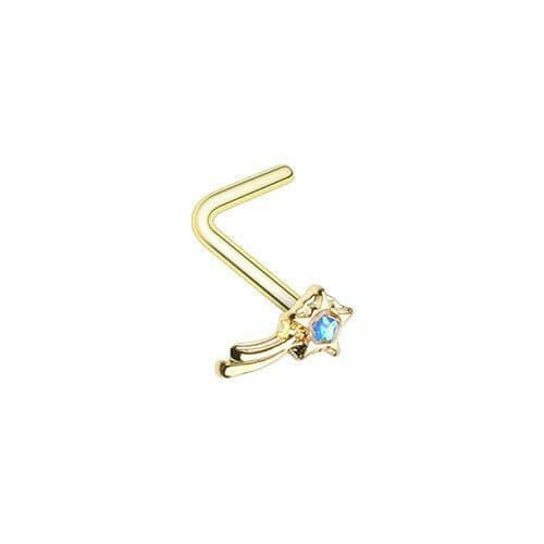 Golden Wishing Opal Shooting Star L-Shape Nose Ring Nose Ring Impulse Piercings