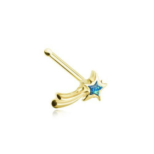 Golden Wishing Opal Shooting Star Nose Stud Ring Nose Ring Impulse Piercings