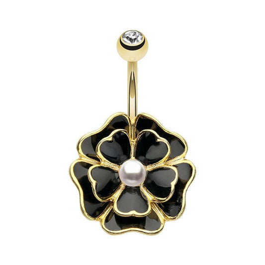 Golden Zinnia Flower Petal Belly Button Ring Navel Ring Impulse Piercings