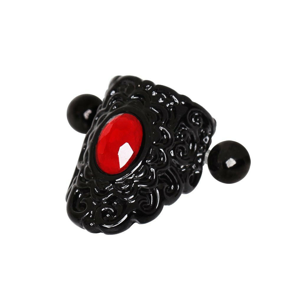 Gothic Black & Red Lace Cartilage Ear Cuff Earring Cuff Earring Impulse Piercings 16A Length: 1/2"