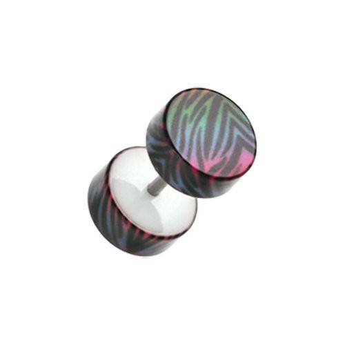 Gradient Zebra Acrylic Fake Plug Earrings Fake Plug Earrings Impulse Piercings 16 gauge(1.2mm)