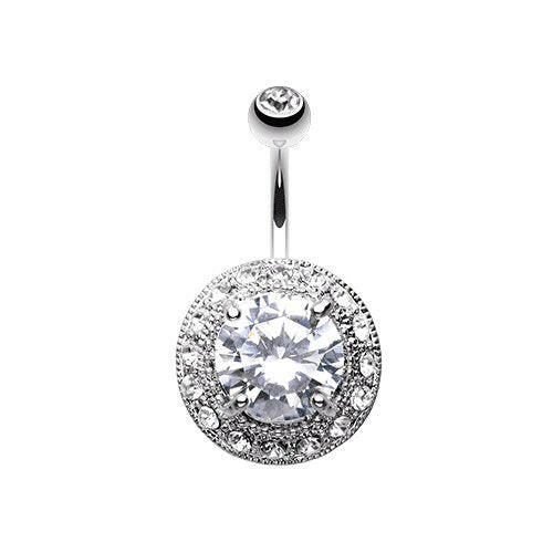 Grand Allure Prong Gem Cubic Zirconia Belly Button Ring Navel Ring Impulse Piercings