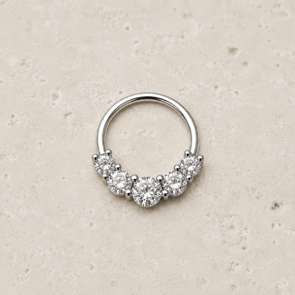 Grand Cubic CZ Seamless Ring 16G 5 Prong Set 316L Steel - Skin Metals