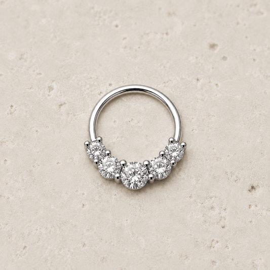 Grand Cubic CZ Seamless Ring 16G 5 Prong Set 316L Steel - Skin Metals