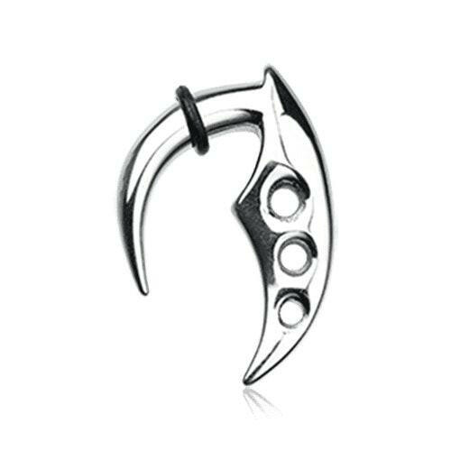 Grim Reaper Fang Steel Ear Gauge Hanging Taper Tapers Impulse Piercings 14 GA (1.6mm)