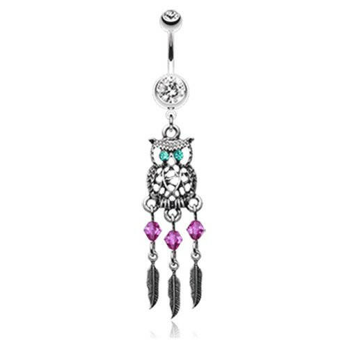 Guardian Owl Dreamcatcher Belly Button Ring Navel Ring Impulse Piercings