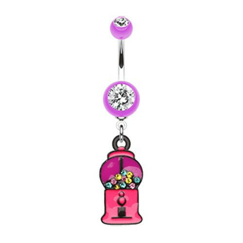 Gumball Candy Machine Belly Button Ring Navel Ring Impulse Piercings Purple