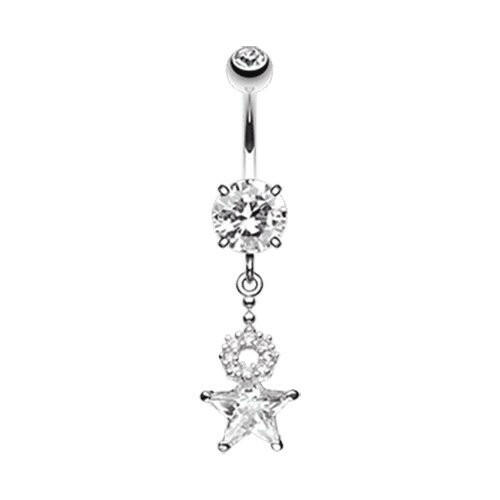 Halo Star Cubic Zirconia Belly Button Ring. Navel Ring Impulse Piercings