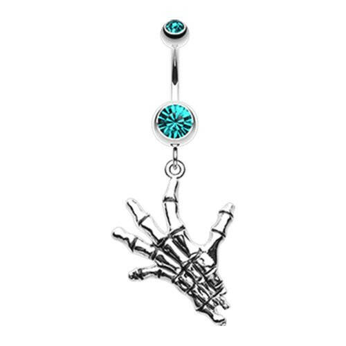 Hand of Death Belly Button Ring Navel Ring Impulse Piercings Teal