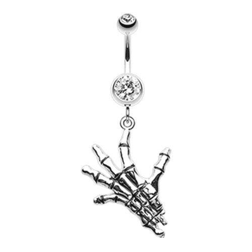 Hand of Death Belly Button Ring Navel Ring Impulse Piercings Clear