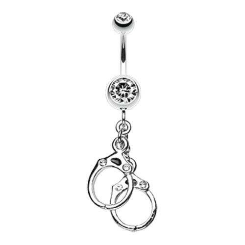 Handcuff Sparkle Belly Button Ring Navel Ring Impulse Piercings Clear